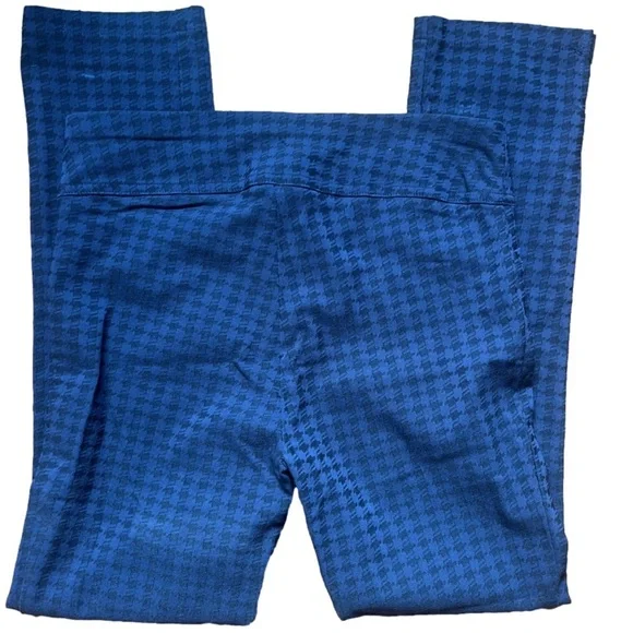 Navy Blue/Black Houndstooth Skinny Pants, Stretchy, Cropped P231 - Picture 2 of 4